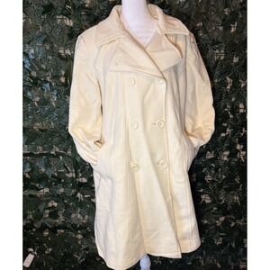 ANNE KLEIN  Women's Wool Blend Cream Double Breasted Winter Preppy Coat XL